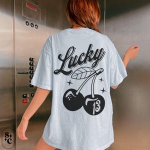 Cherry Shirt, Lucky Number 13 Tshirt, Comfort Colors, 13th Birthday T-shirt, 13 Year Anniversary Gift,Thirteen Tee, Trendy Retro Rebel Tee, Oversized Shirt, Back Print Shirt, 13 Mom Shirt