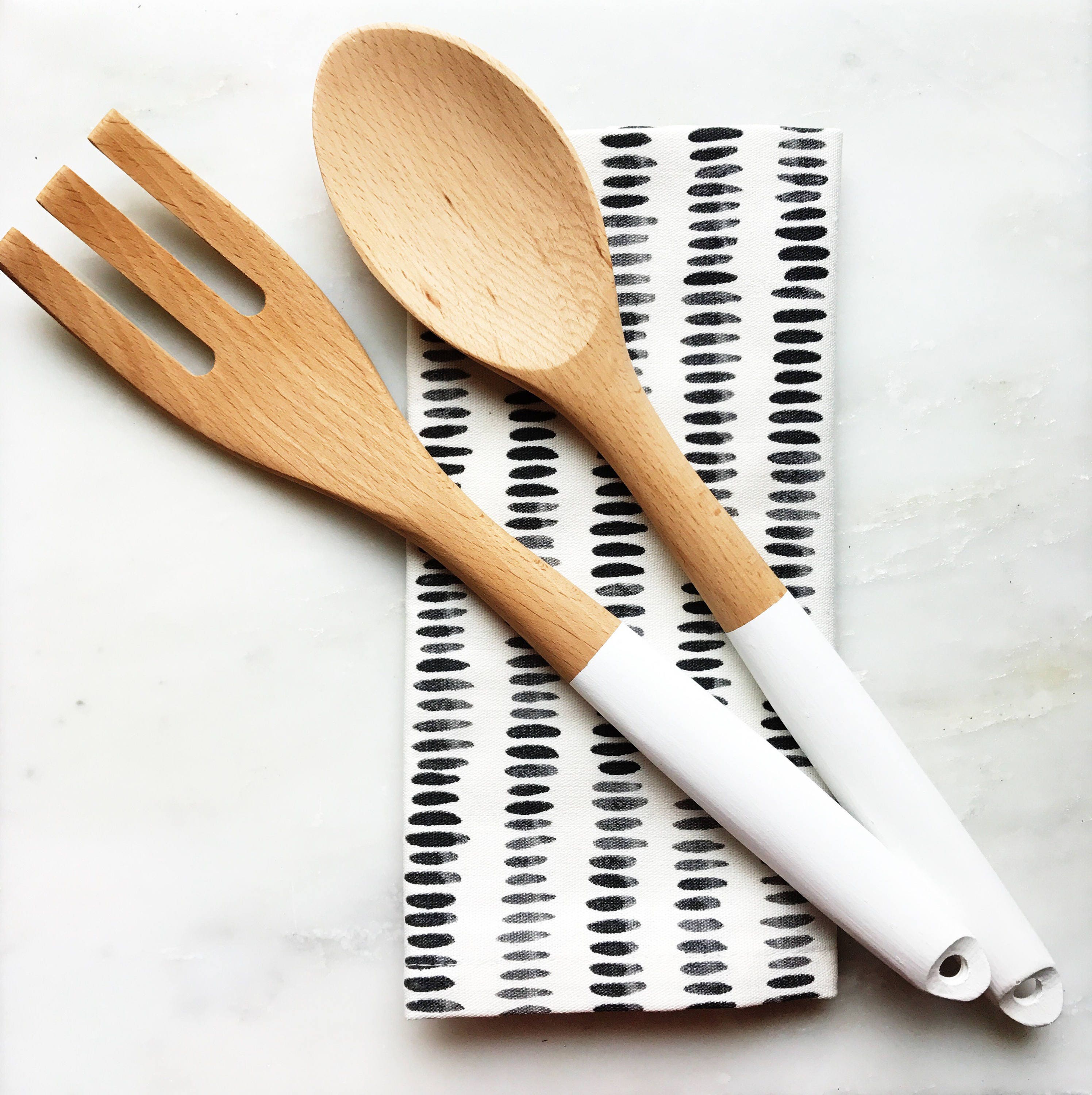 Wooden serving utensil set Etsy