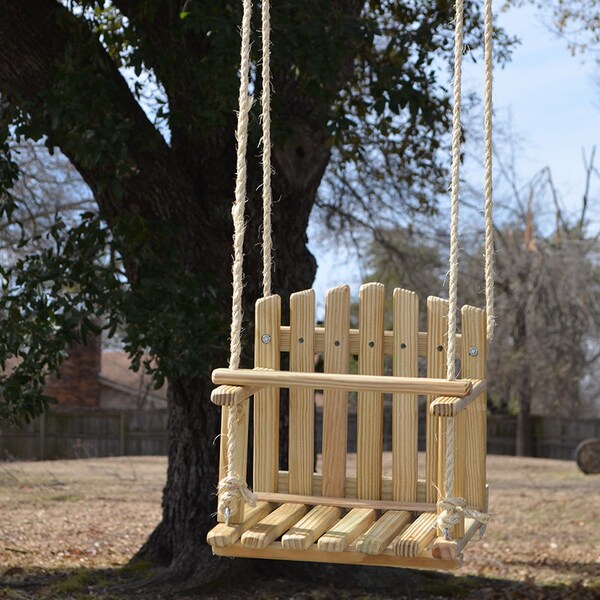 LARGE SIZE PINE Kids Wooden Swing, Backyard Outdoor Toys, Toddler and Baby Swing, Tree Swing, Old Fashioned Handmade Children Toys