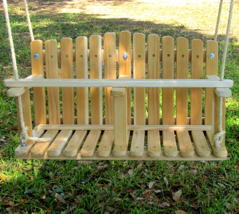 Cedar Double Swing Kids Wooden Swing Backyard Outdoor Toys Etsy
