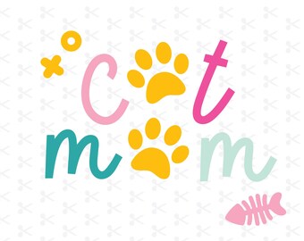 Mamá gata SVG, EPS y DXF / Archivo digital / Descarga instantánea / Archivo de corte Silhouette y Cricut
