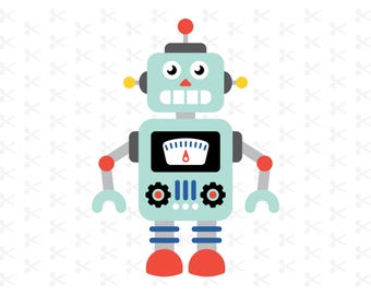 Schattige robot Svg Png Jpg Eps Pdf Dxf Ai / Retro Robot Clipart / Friendly Boy Robot / Kawaii Robot / Digitale Download / Silhouet / Cricut