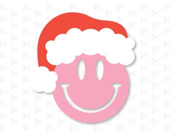 Kerstmuts smiley Svg Png Jpg Eps Pdf Ai Dxf / kerst smiley / Santa Happy Face / digitale download / silhouet / Cricut