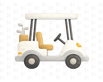 Aquarel witte golfkar Png Jpg Pdf Ai / Cutesy Illustrated golfkar / Clipart / digitale download / afdrukbaar