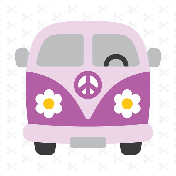 Groovy Van Svg Png Jpg Eps Pdf Ai / Hippie Van / Retro Bus / Daisy Van / Van Cut File / Layered Cut File / Silhouette / Cricut