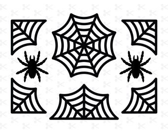Puede incluir: Ilustración en blanco y negro de una telaraña con una araña en cada esquina. La telaraña es un diseño tradicional con un centro circular y líneas radiantes.