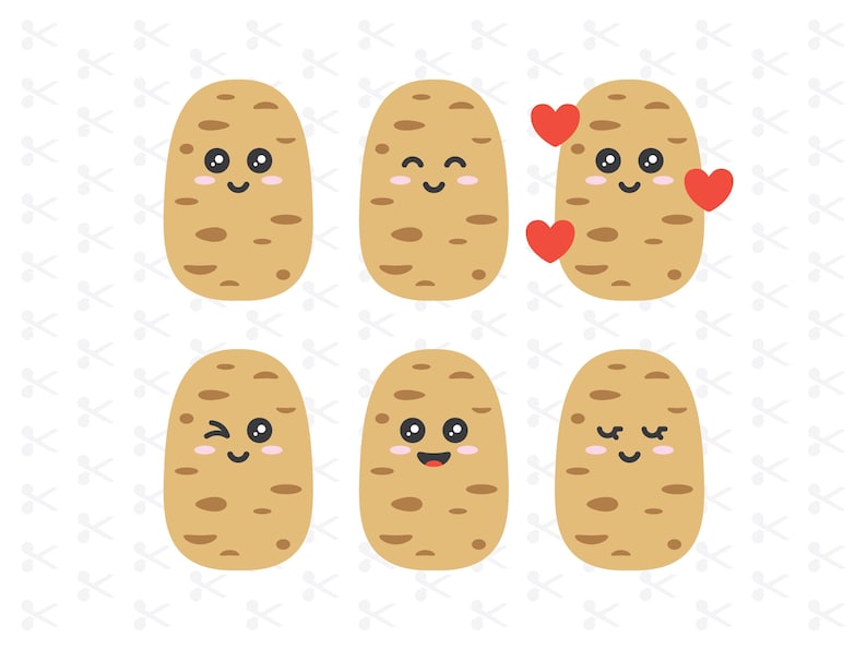 Cute Potatoes Clipart Svg Png Jpg Eps Pdf Ai / Kawaii Potato ...
