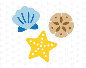 Seashells Svg Png Jpg Eps Pdf Dxf Ai / Beach Shells / Sand Dollar / Starfish / Clamshell / Clipart / Digital Download / Silhouette / Cricut
