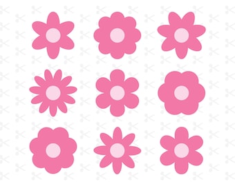Daisy Shapes bundel Svg Png Jpg Eps Pdf Ai / Simple Flower Shapes Pack / Cute Daisy Clipart / Retro Flower / Cut-bestand / Silhouet / Cricut