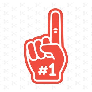 Dedo de espuma fofo Svg Png Jpg Eps Pdf Ai / Dedo esportivo / Fã número um / Dedo de espuma nº 1 / Clipart / Download digital / Silhueta / Cricut