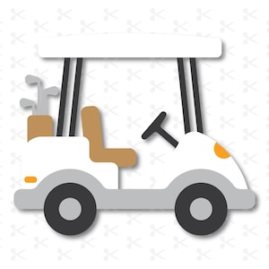 白いゴルフカート SVG PNG Jpg EPS Pdf Ai Dxf / かわいいゴルフカート / レイヤー / デジタルダウンロード / シルエット / Cricut
