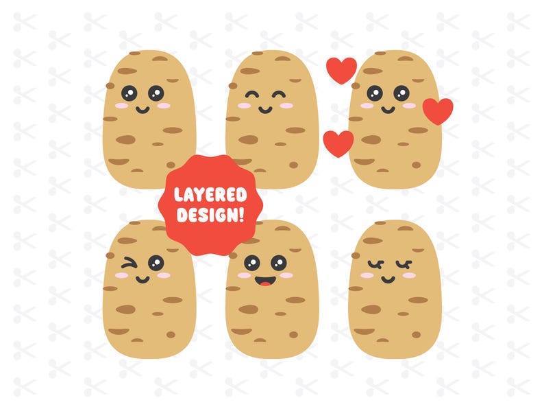 Cute Potatoes Clipart Svg Png Jpg Eps Pdf Ai / Kawaii Potato ...