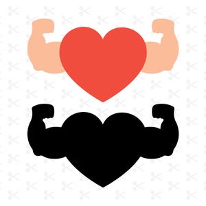 Brazos musculosos, corazón, Svg, Png, Jpg, Eps, Pdf, Ai / Brazos fuertes, corazón / Cardíaco / Amor en el gimnasio / Bíceps, corazón / Descarga digital / Silueta / Cricut