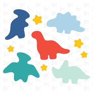 Einfache Dinosaurier Formen Din A6 / süsse Dinosaurier Formen / Dinosaurier Umriss / Digital Download / Silhouette / Cricut