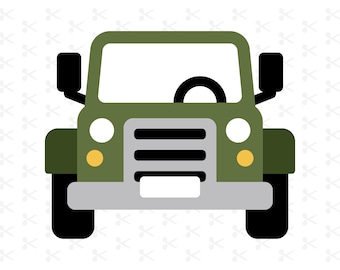 Puede incluir: Un jeep de juguete verde con ruedas negras, un volante negro y faros amarillos. El jeep tiene un parachoques gris y una parrilla negra.