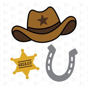 Cowboy Bundle Svg Png Jpg Eps Pdf Ai / Cowboy Hat / Sheriff Badge / Horseshoe / Clipart / Digital Download / Silhouette / Cricut