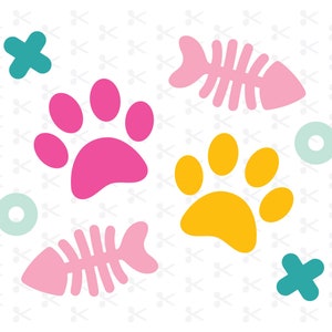 Cat Paw Prints Svg Png Jpg Eps Ai / Cat Lover Bundel / Cat Clip Art Svg / Cat Food Svg / Silhouet / Cricut / Cut File
