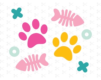 Cat Paw Prints Svg Png Jpg Eps Ai / Cat Lover bundel / Cat Clip Art Svg / kattenvoer Svg / silhouet / Cricut / bestand knippen