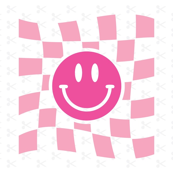 Checkered Smiley Face Svg Eps Png Pdf Jpeg Ai / Checker Smiley Face Background / Digital Smiley Face / Checker Background