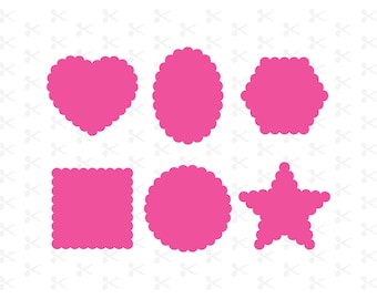 Geschulpte vormen Svg Eps Dxf Ai / geschulpte hart / geschulpte ster / geschulpte ovaal / digitale download / silhouet / Cricut