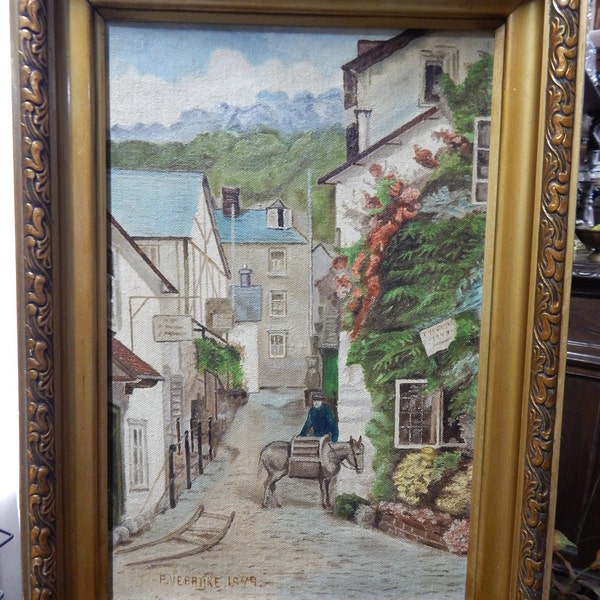 Vintage signed Oil Painting on panel.