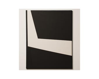 Original Modern Minimalist Painting on Wood Minimalist Art Wall Art Geometric Modern Art Black and White Painting Wall Decor