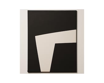 Original Modern Minimalist Painting on Wood Minimalist Art Wall Art Geometric Modern Art Black and White Painting Wall Decor
