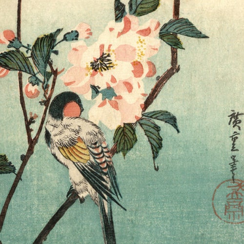 Japanese Birds and Flowers Art Prints Posters Bird Red Ivy Etsy UK