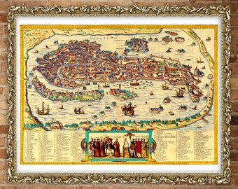 Antique map art prints, Medieval maps, Antique map of Venice FINE ART PRINT, vintage map reproductions, ancient map canvas print, art poster