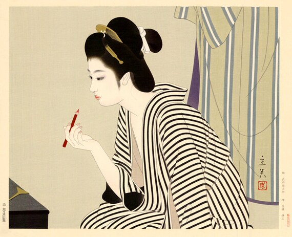 Fine Art Reproduction Combing Hair by Goyo Japanese Art Print