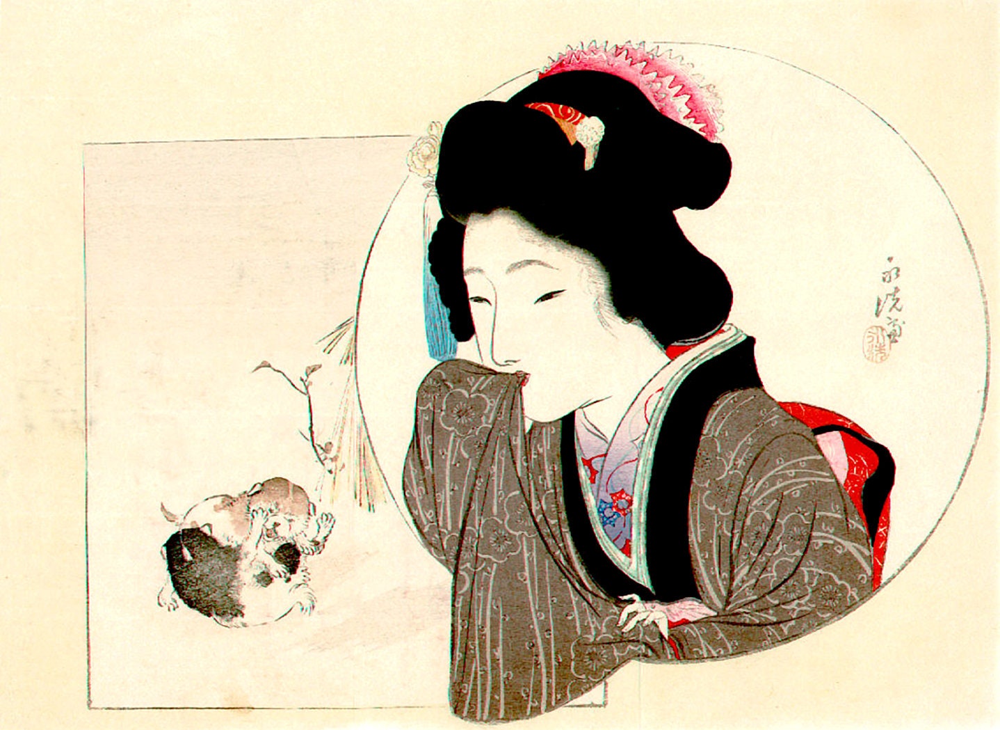 Картина спящая японка