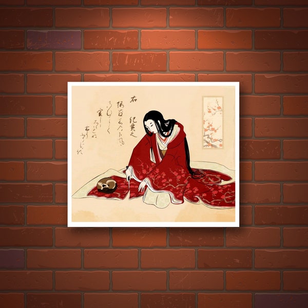 Japanese art, Japanese geisha painting, Geisha print, Geisha with cat cutting kimono FINE ART PRINT, Art poster, Woodblock print, Home decor