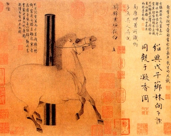 Ancient old chinese art, horse painting by Han Gan FINE ART PRINT, chinese animal art, chinese art prints, art posters reproductions