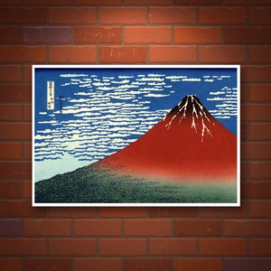 Red Mount Fuji FINE ART PRINT, Hokusai 36 Views of Mount Fuji, Japanese art, Japanese woodblock print, paintings, wall posters reproductions