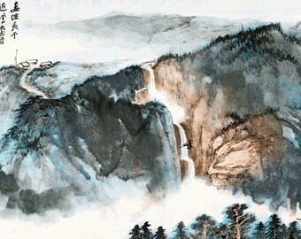 Chinese art, landscape watercolour painting by Zhang Daqian FINE ART PRINT, chinese art prints, chinese posters, chinese paintings, wall art