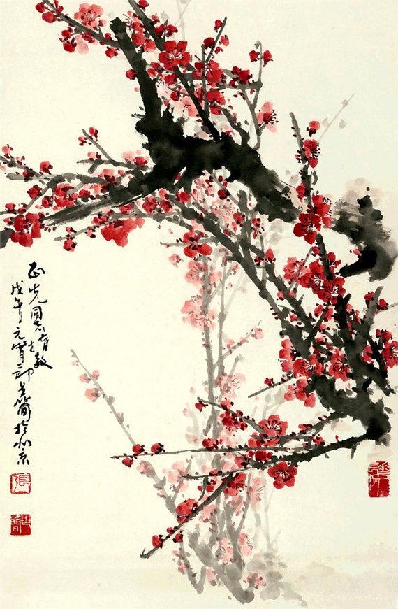 Chinese Art Prints, Flower Paintings, Plum Tree Blossoms FINE ART PRINT,  Watercolour, Chinese Calligraphy, Wall Art, Home Decor, Art Posters - Etsy  Israel