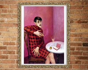 European art, Portrait of the journalist Sylvia von Harden Otto Dix FINE ART PRINT, Expressionism, wall art, home decor, vintage art poster