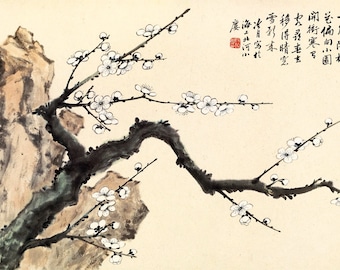 Chinese art, Plum blossoms flowers tree FINE ART PRINT, China watercolour ink paintings, art prints, art posters, home wall art decor