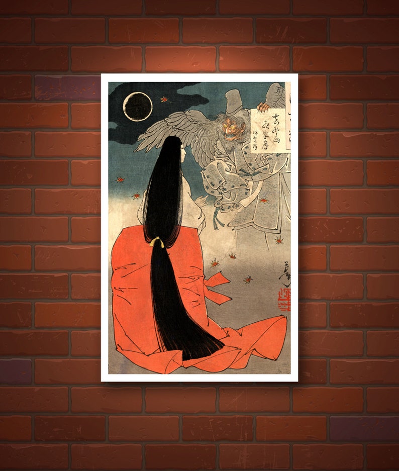 Japanese Art Prints Yoshitoshi Night Moon Over Mount Manno Etsy