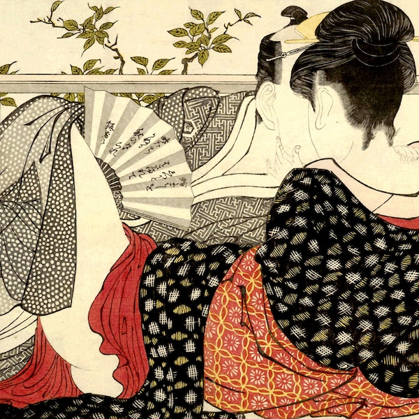 Art japonais, Geisha et samouraï, shunga, Lovers, Utamakura Utamaro FINE ART PRINT, gravures sur bois japonaises, peintures, affiches, art mural