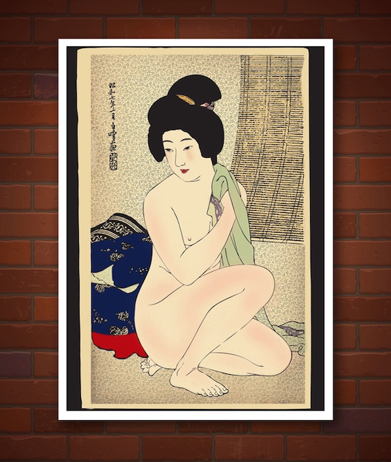 570px x 673px - Japanese Art Nude Geisha Girl by Hirano Hakuho Vintage - Etsy Australia