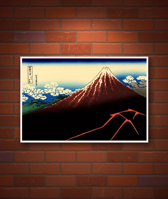 Japanese Art Hokusai 36 Views Of Mount Fuji Thunderstorm Etsy