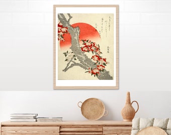 Japanese art, Hokusai paintings, drawings, Cherry blossoms Sakura FINE ART PRINT, Japanese art prints, art posters, paintings reproductions