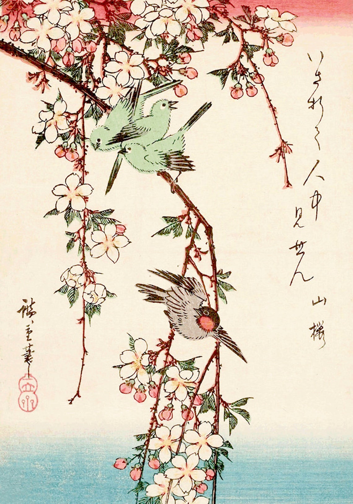 Japanese Art Birds and Flowers Prints Hiroshige Swallows on Etsy