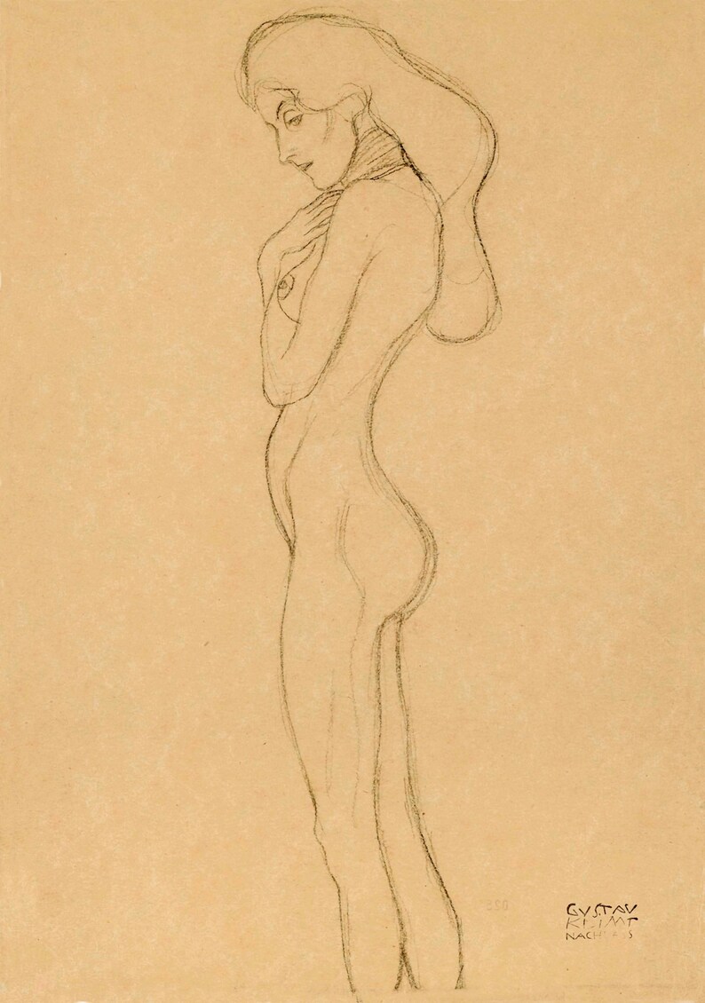 Gustav Klimt Drawings European Vintage Nude Art Nude Painting