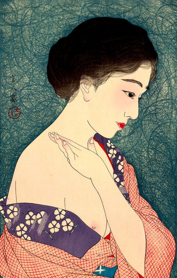 Japanische Kunst, erotische japanische Holzschnitte Reproduktion