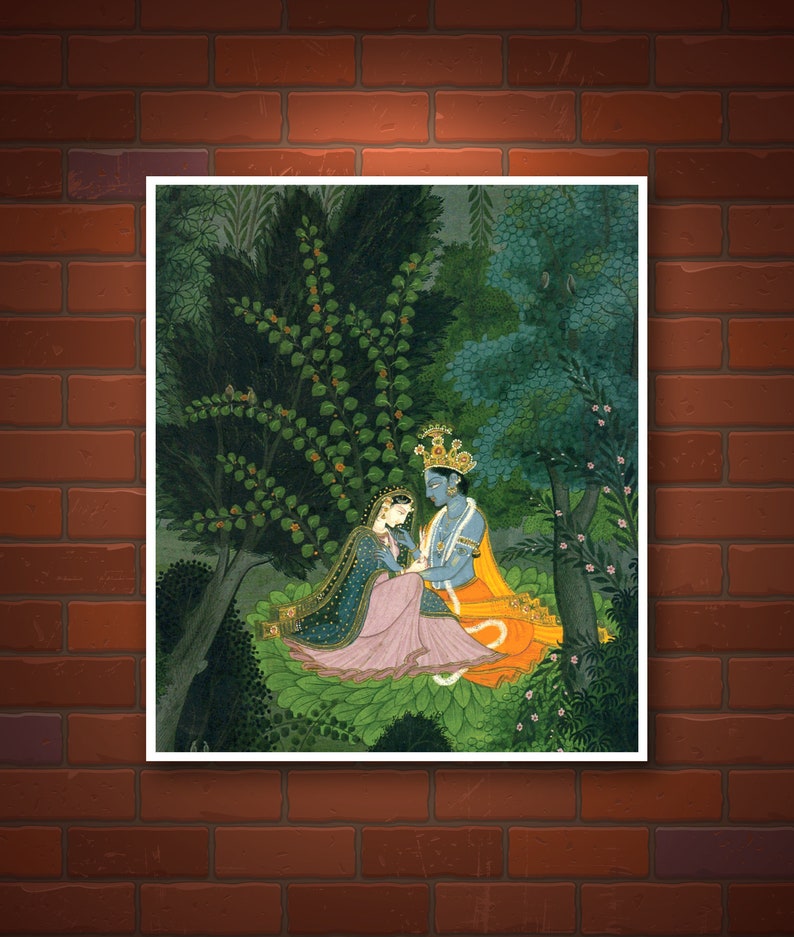 Indian Art Kama Sutra Illustration Krishna and Radha FINE | Etsy