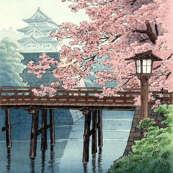 Art japonais, gravures sur bois, fleurs de cerisier du Temple Ito Yuhan FINE ART PRINT, peinture d'arbres en fleurs, estampes japonaises, affiches d'art