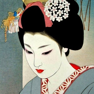 Japanese art, Geishas, beautiful women, Bejin-ga, Geisha portrait Tatsumi Shimura FINE ART PRINT, woodblock print, art poster, gift, wallart