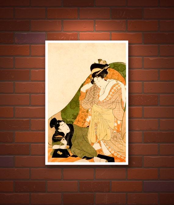 Japanese Art Japanese Geisha and Samurai Shunga Two Lovers | Etsy